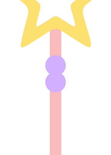 Pink magic wand with yellow star and purple decorations...