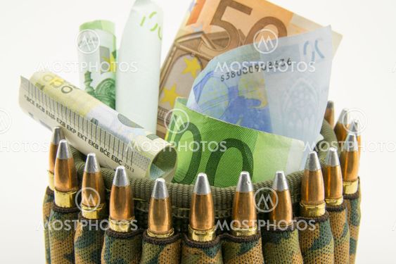 composition with bullets and euros