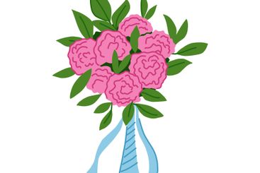 romance bouquet wedding cartoon vector illustration