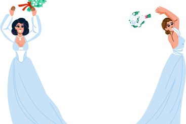 bride bouquet toss vector