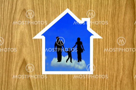 Icon house over a family