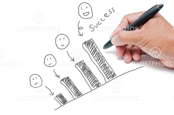 Success chart by hand drawing