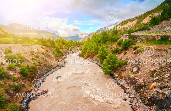 river and mountains in Nepal