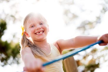 Smile, portrait and fun with girl in park for adventure,...