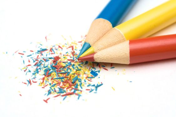 Multicolored pencils on white