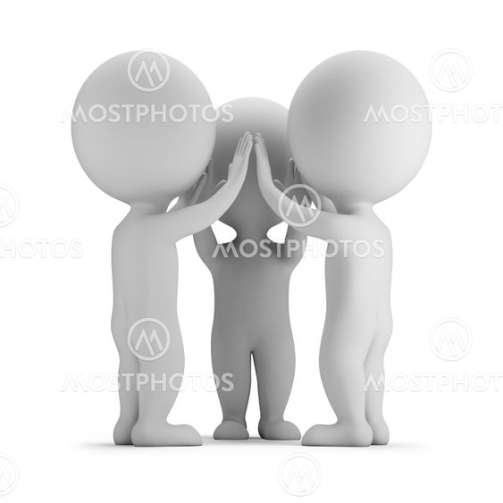 3d small people - high-five