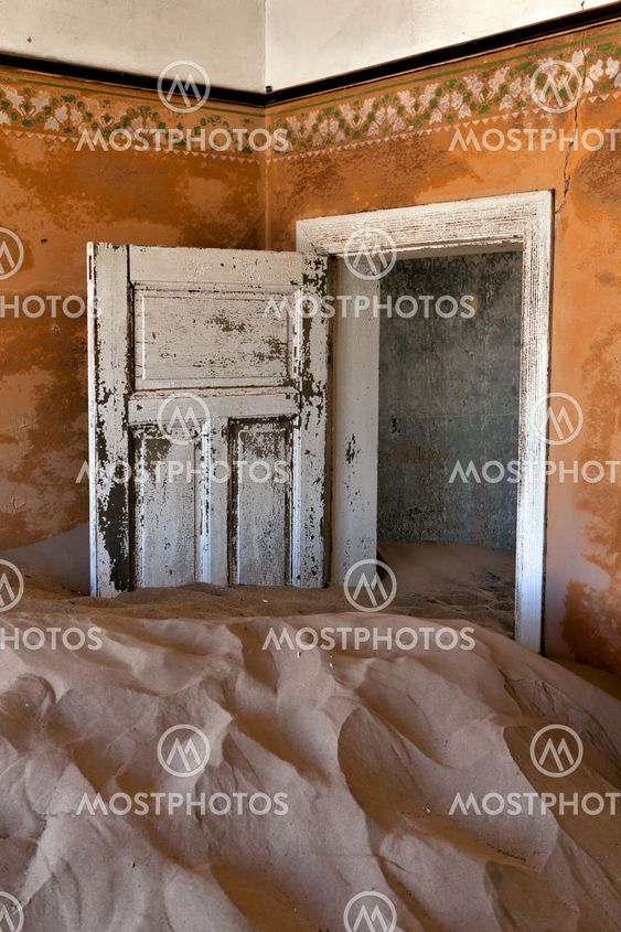 dune in a house at kolmanskop ghost town near luderitz namibia