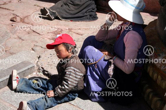 Tibetan family resting