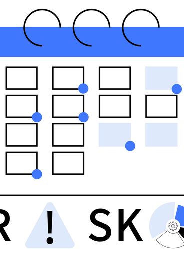 Monthly Calendar with Events Highlighted in Blue and...