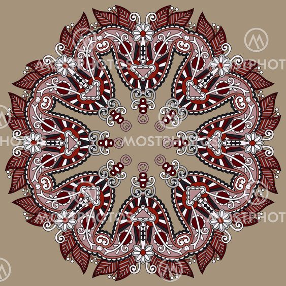 Circle lace ornament, round ornamental geometric doily...
