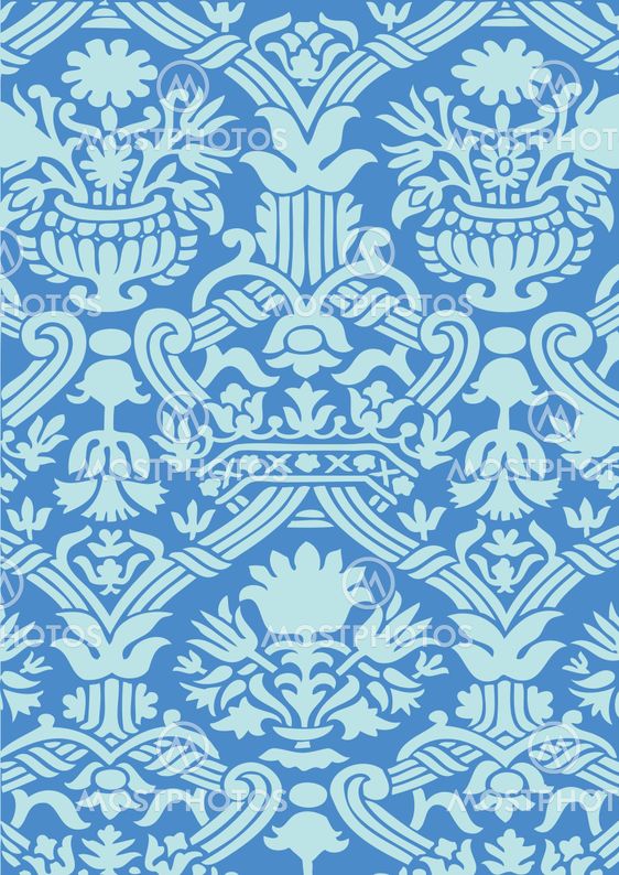 Blue Seamless abstract hand-drawn floral pattern, vintage background. Seamless pattern can be used for wallpaper, pattern fills, web page background, surface textures, packaging, invitations