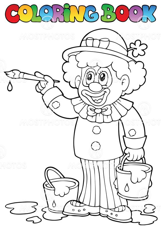 Coloring book with cheerful clown 2