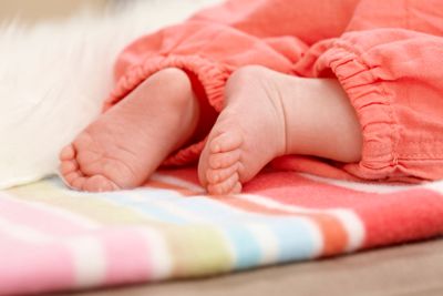 Closeup photo of baby feet�