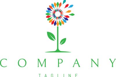 On the logo of an abstract color image of a dandelion.