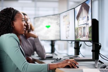 African American woman using technology