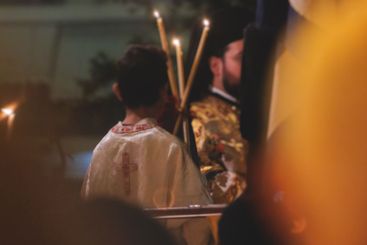 Greek Orthodox Christian Easter ceremony procession,...