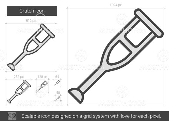 Crutch line icon.