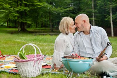 Loving Couple On An Outdoor Picnic