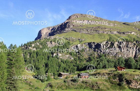 view of tourist trail near the Matterhorn in the Swiss Alps