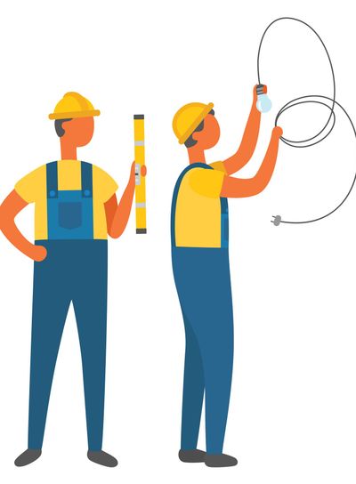 Electric Occupation, Electrician with Tube Vector