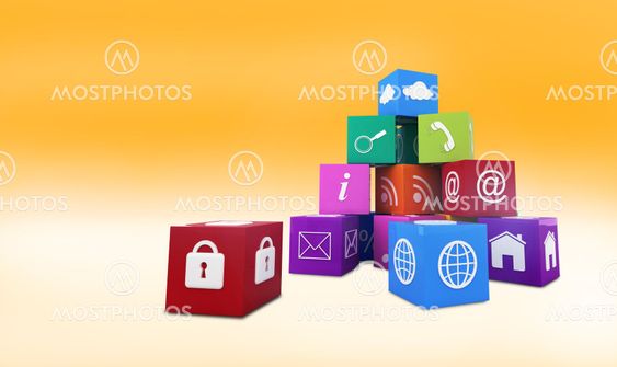 Composite image of pile of apps