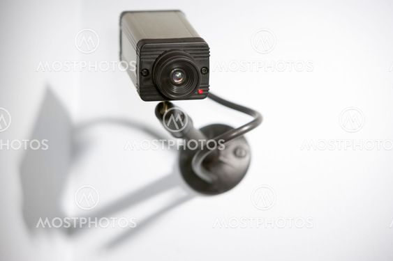 Security Camera Mounted On a Wall