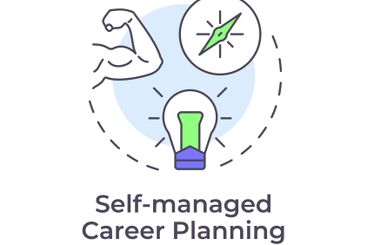 Self managed career planning multi color concept icon
