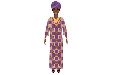 Woman in Vibrant Traditional African Dress with...