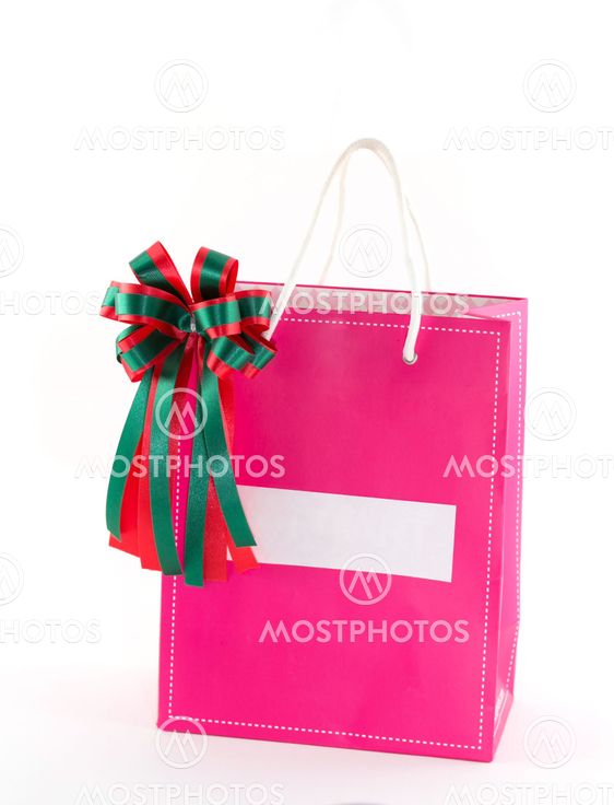 Pink shopping bag isolated on white background