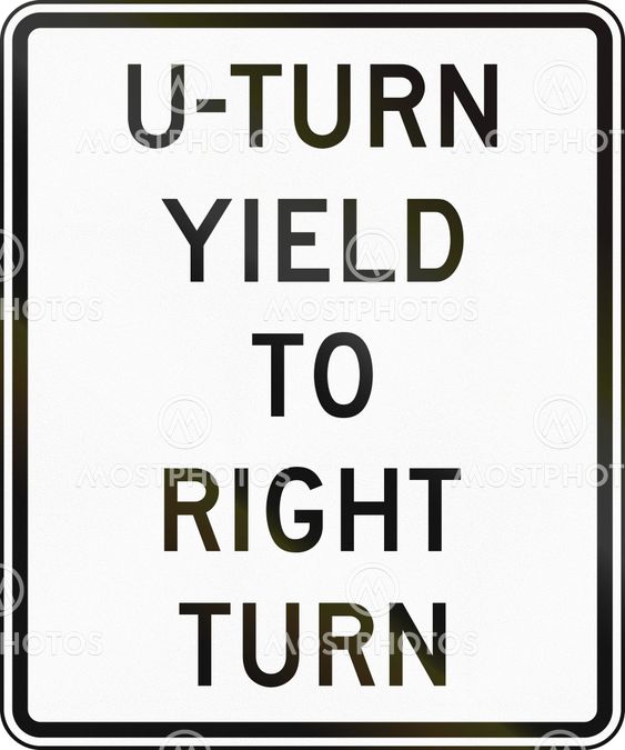 United States MUTCD regulatory road sign - U-Turn yield to right turn