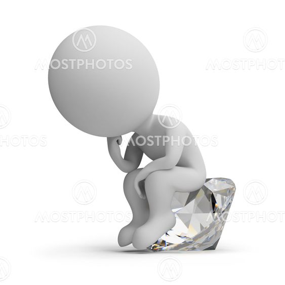 3d small people - thinker on the diamond