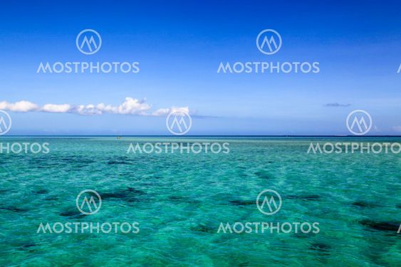 Beautiful Fiji atoll island with white beach