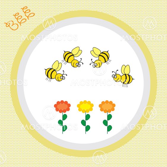 colorful background with flowers and bee