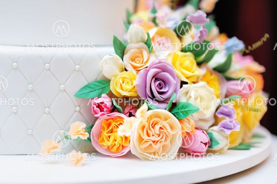 Close up photo of delicious wedding or birthday cake