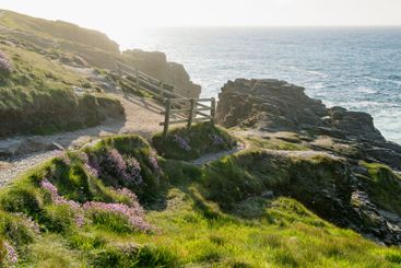 Rough and rocky shore at Malin Head, Ireland's...