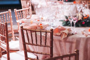 Beautiful table decoration for luxury  event in pink and...