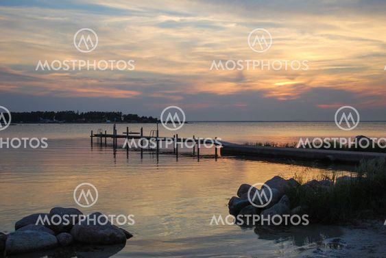 Bathing place at sunset