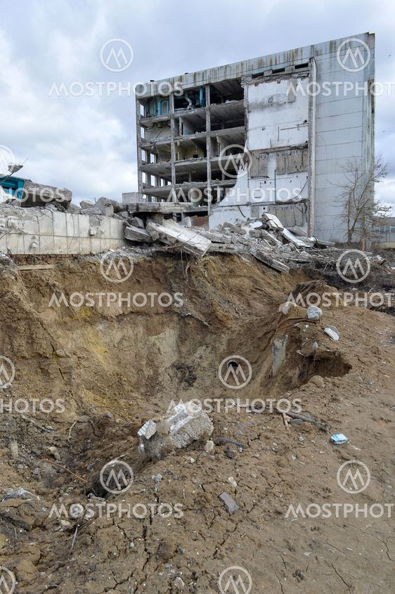 Pieces of Metal and Stone are Crumbling from Demolished Building Floors