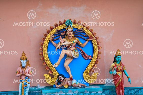 Close up of SRI ARULOLI THIRUMURUGAN Temple with blue sky , Penang Hill Malaysia