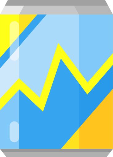 Aluminum can with a blue and yellow modern abstract...