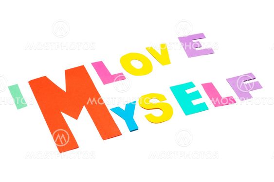 I love myself - white background.
