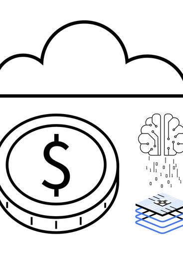 Cloud, AI Brain, Coin, and Technology Layers...