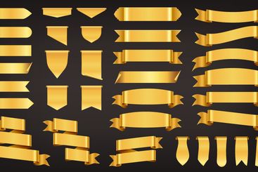 Golden ribbons. Premium quality vintage gold labels and...