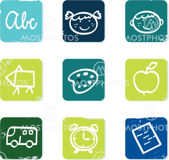 Back to school doodle icons set & elements isolated on white