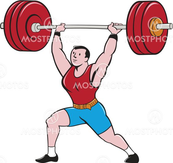 Weightlifter Lifting Barbell Isolated Cartoon