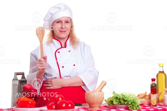 attractive woman cooks