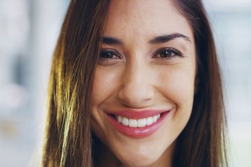 Closeup, woman and portrait with teeth for dental care,...