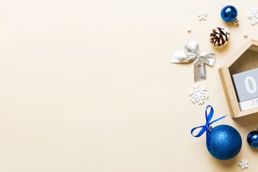 Christmas calendar 1 january. Christmas gift, fir...