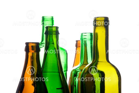 Glass bottle on white