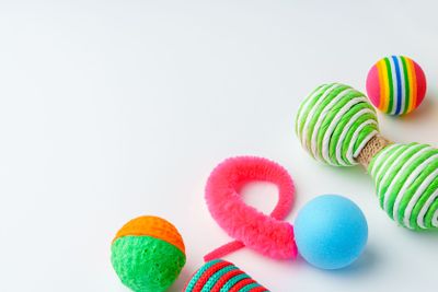 Cat toys isolated on white background studio shot
